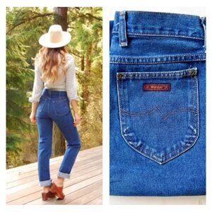 Vintage Wrangler Straight Leg High Rise Jeans No Fault Flat Front Blue Jeans 12